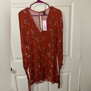 Burnt orange floral long sleeve dress from target! Size medium